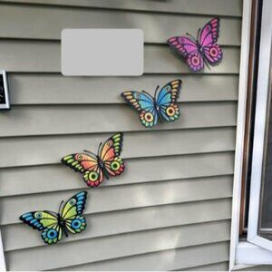 Metal Butterfly Wall Outdoor Decor - 4 Pack 9.8in Butterflies Wall Art Sculpture